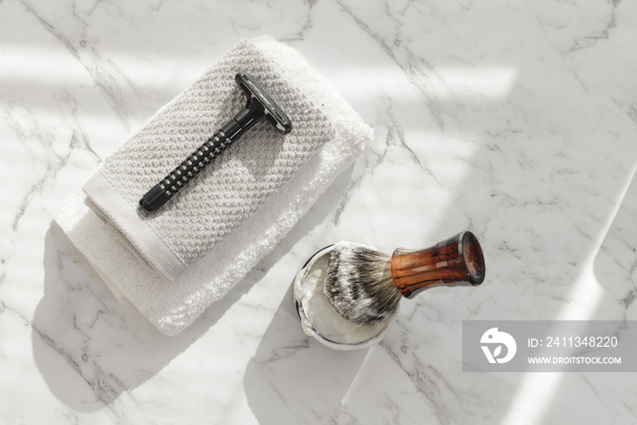 Shaving cream and razor prepared for shaving beard