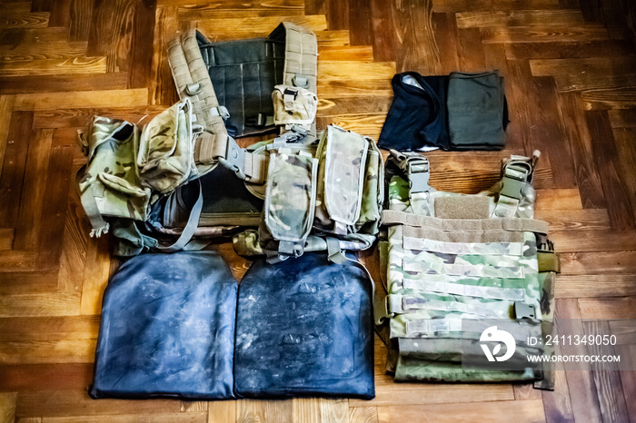 Body armor, plates, body kit and balaclava. Military.