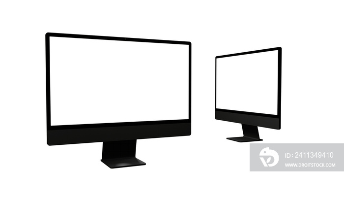 Computer monitor display with empty screen isolated on transparent background. - mockup