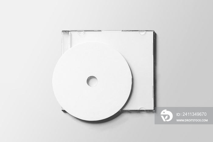 CD DVD Case Disk Label Presentation White Blank Mockup