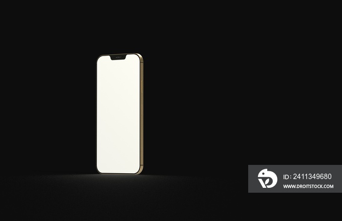 Realistic isometric black frameless smartphone mockup perspective 3d black