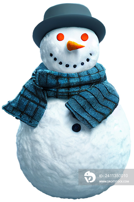 cute snowman 3d illustration isolated png