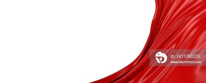 Beautiful flowing fabric of red wavy silk or satin