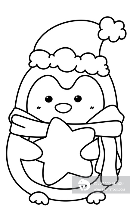 Christmas Penguin Outline