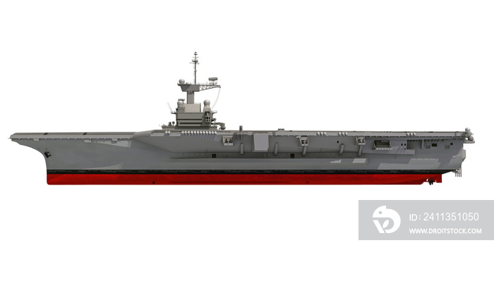 Aircraft Carrier Military Vessel 3D rendering on white background