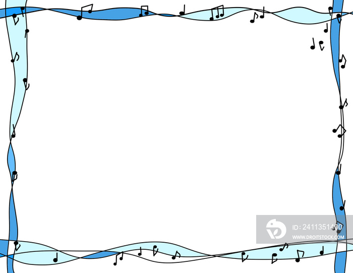 リボンフレーム　音楽音符イメージ背景素材
