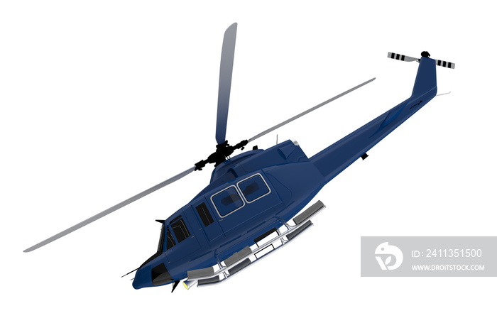 PNG Graphic of Blue Modern Chopper PNG Illustration. 3D Render Helicopter.