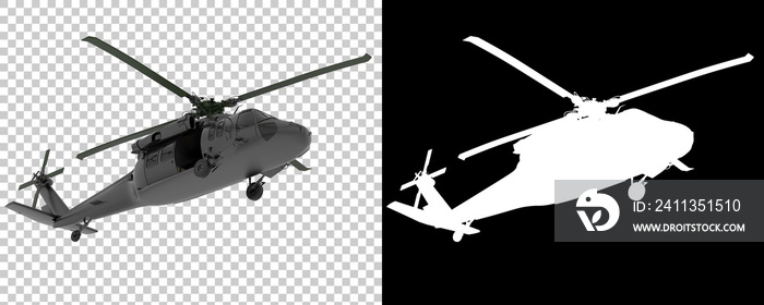 War helicopter isolated on background with mask. 3d rendering - illustration