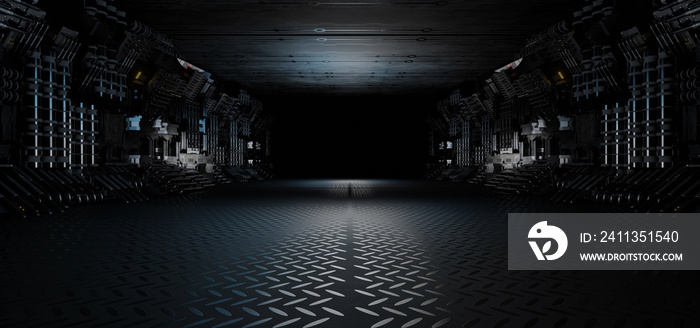 Elegant Alien Hangar Tunnel Futuristic Hallway Cyberpunk Phantom Silver Gray Futuristic Background With Space For Text Used For Reveals