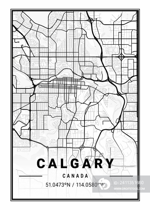 Calgary - Canada Light City Map