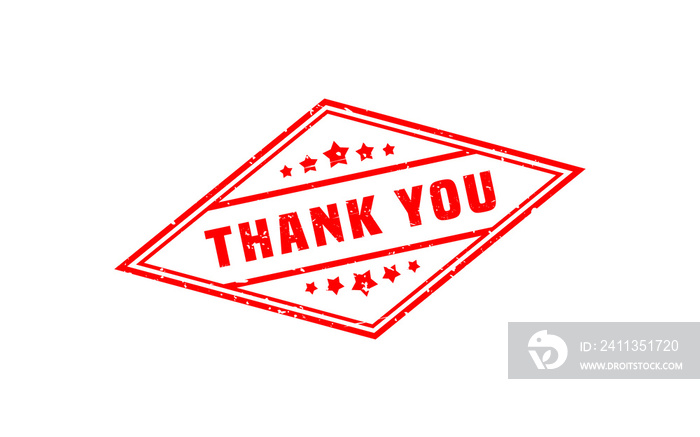 THANK YOU rubber stamp with grunge style on white background