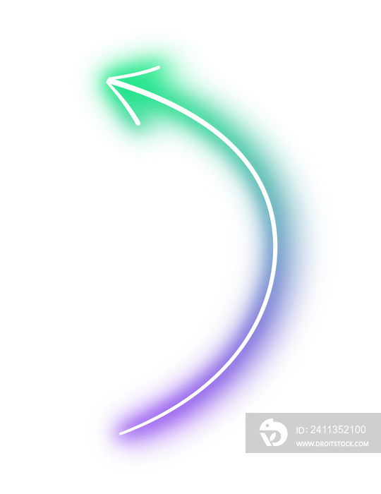 Neon light line arrow doodle green purple