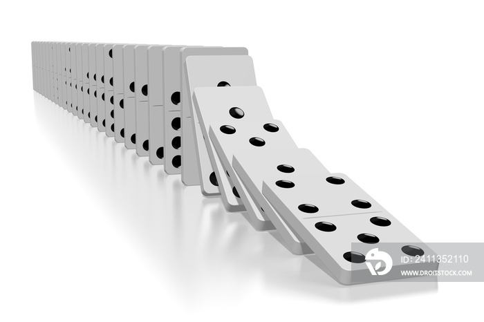 3D falling white dominoes