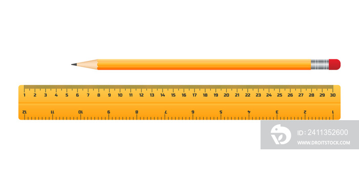 Pencil with ruler icon-school symbol-education illustration-drawing.  illustration.