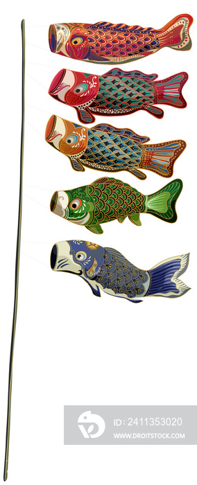 illustration Japanese culture koi flags art.