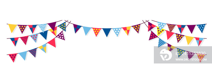 Bunting garland (pennant flags) decoration illustration	  / png, no background