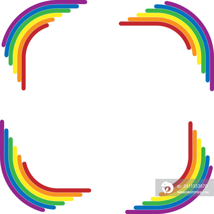 LGBT rainbow frame in rectangle shape for logo, template, banner. PNG transparent.