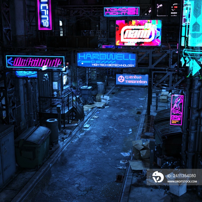 3d-illustration of a futuristic cyberpunk city, background picture