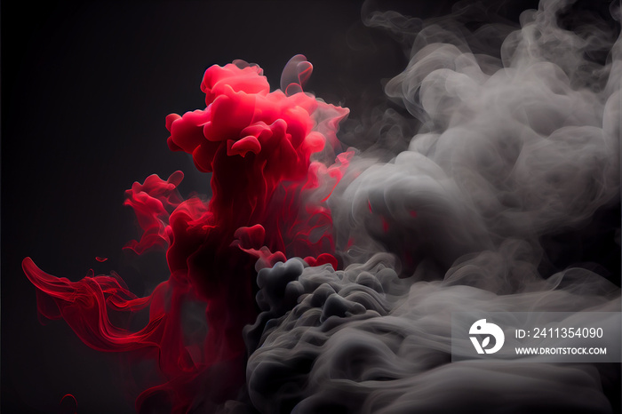 Abstract red smoke mist fog on a black background. Texture. Design element. Red fog or smoke. Realistic fog. Atmosphere mist effect and smoke clouds isolated on black background. High quality