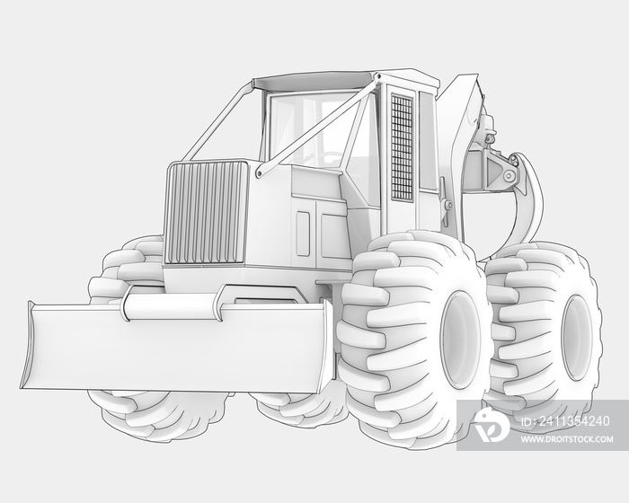 Skidder isolated on background. 3d rendering - illustration