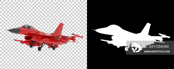 Jet fighter isolated on background with mask. 3d rendering - illustration