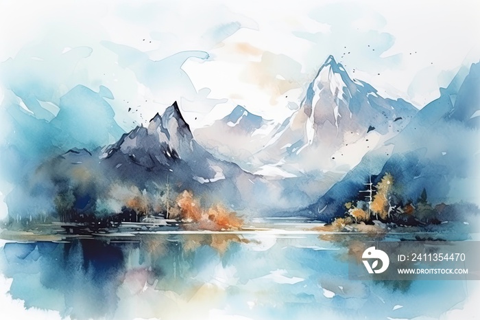 light watercolor of high mountains