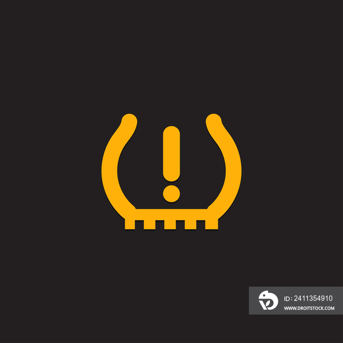 Car dashboard panel icon on a black background. Tire pressure monitoring