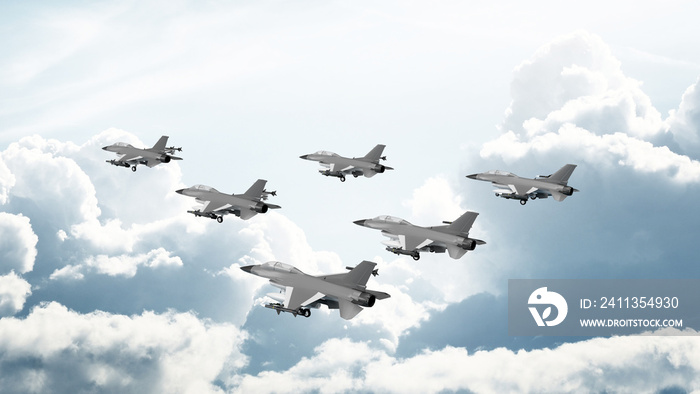 3d render a group of American military aircraft