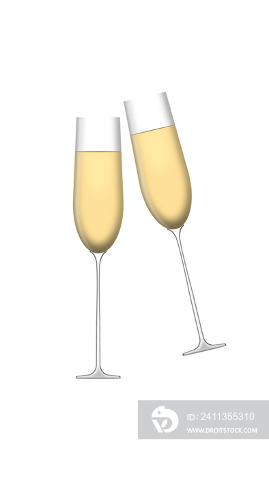 Glass of champagne vector illustration isolated on PNG transperent background