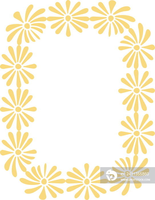 Decorative rectangle frame with yellow daisy flowers