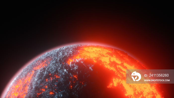 a lava planet somewhere in the universe (3d rendering)