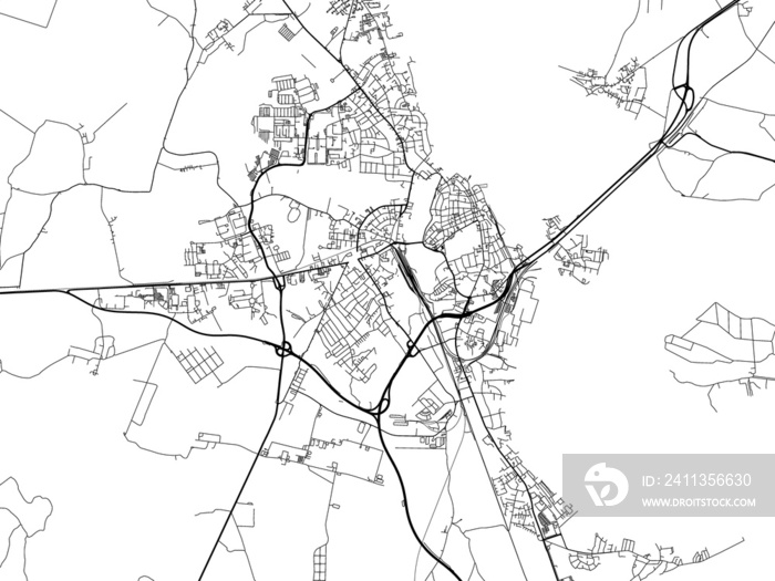 Road map of the city of  Stralsund in Germany on a transparent background.