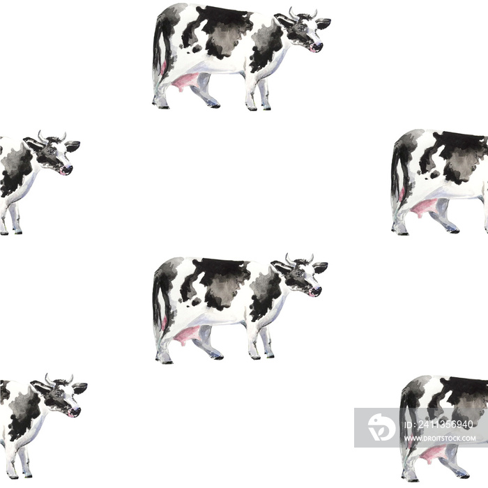 Aquarelle painting of cow pattern illustration