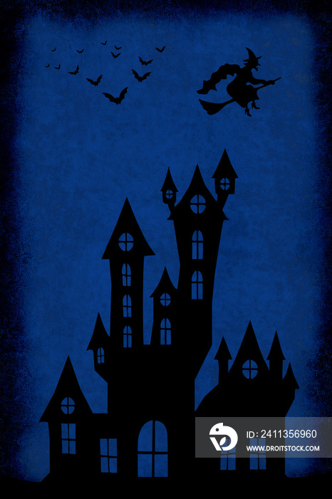 Blue grunge Halloween background illustration.