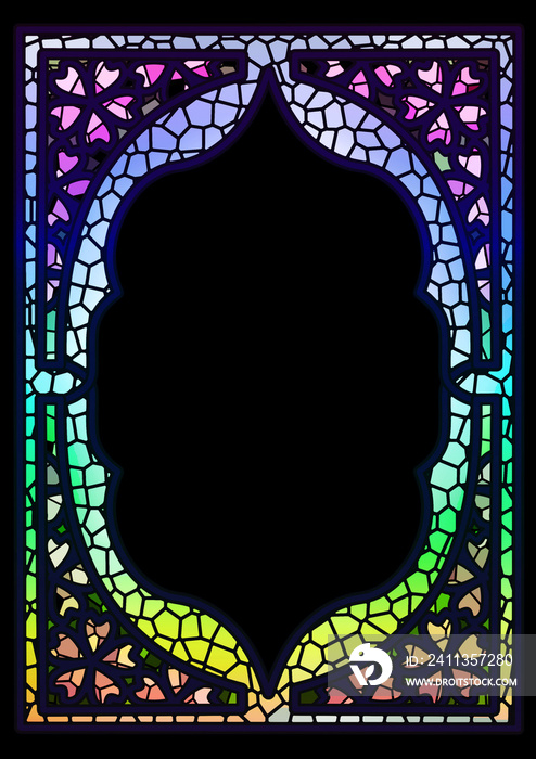 Cherry blossom frame in stained glass style