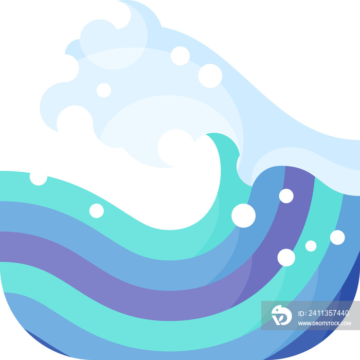 sea wave flat glossy icon