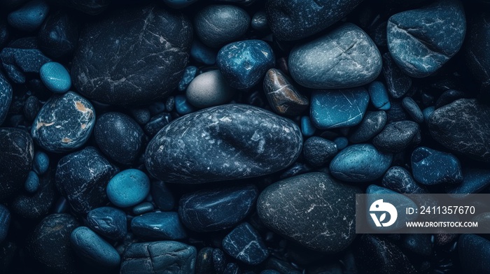 Blue stone background. Toned rock texture. Close-up. Dark blue grunge background with copy space for your design