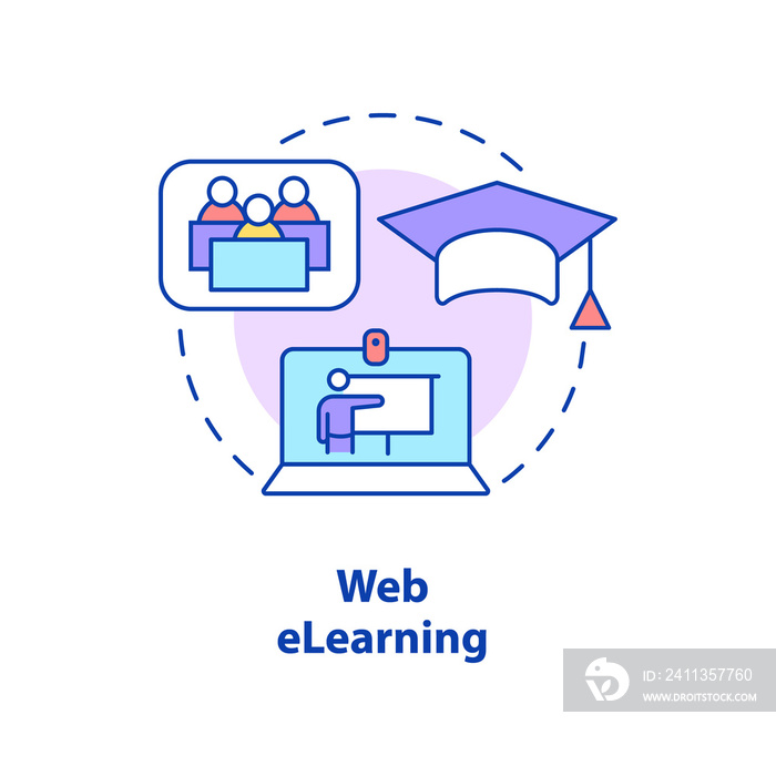 Web elearning concept icon. Distant education. Electronic classes abstract idea thin line illustration. Isolated outline drawing