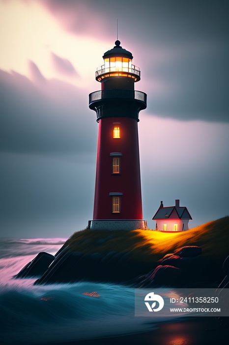 lighthouse in the sunset