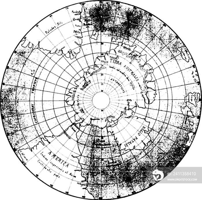 vintage world map element with a transparent background