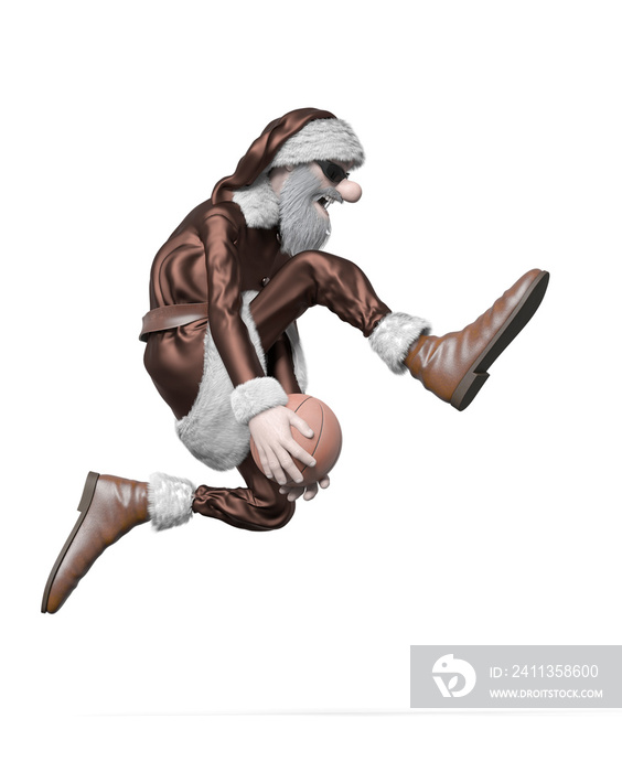 santa claus is playing basketball