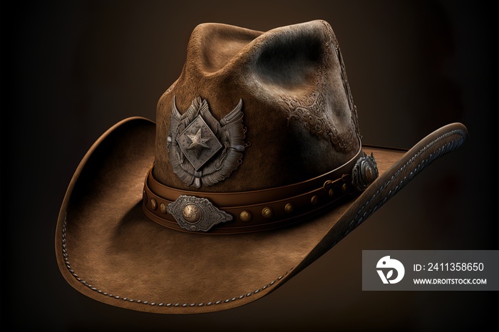 Western cowboy hat with leather