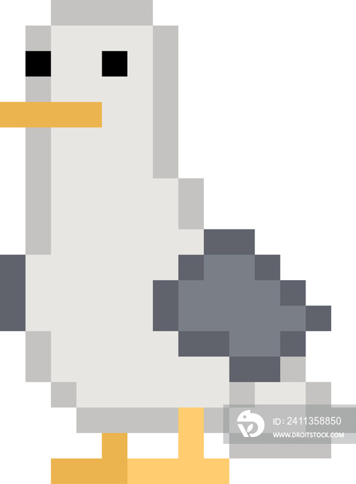 Pixel sea gull - isolated 8 bit png