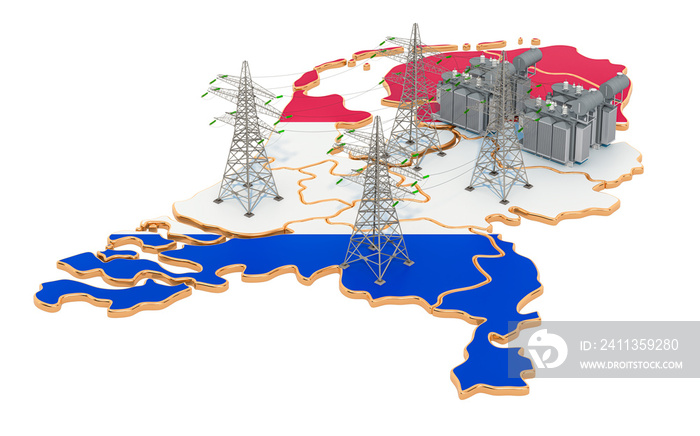 Electrical substations in the Netherlands, 3D rendering