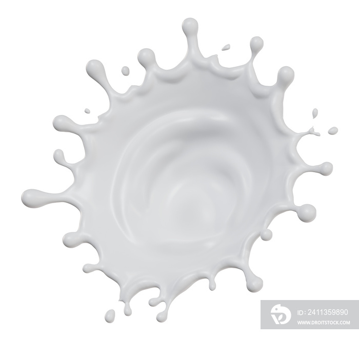 milk splashes isolated. 3D render