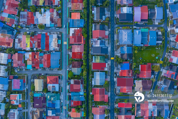 Bird eyes view of local housing houses