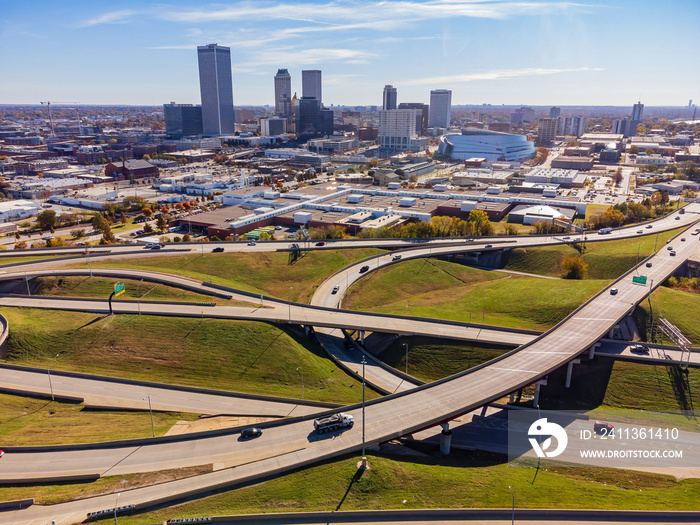 Aerial view of the Tulsa downtown