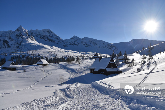 Tatry, Dolina Gąsienicowa, zima, śnieg, mróz, pogoda