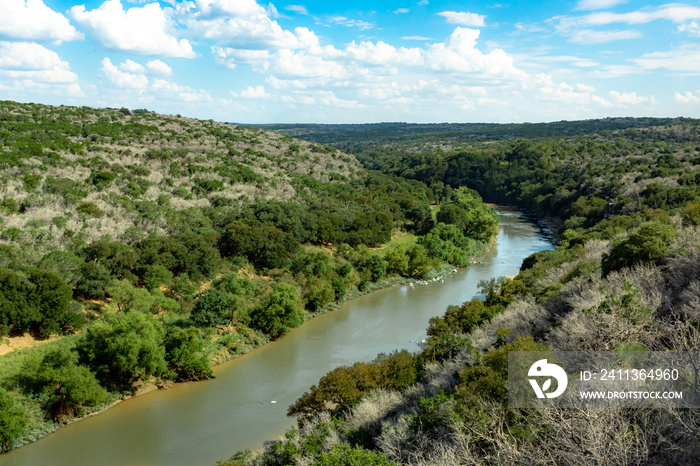 View of the Texas Hill Country and Colorado River from the summit at Colorado Bend State Park