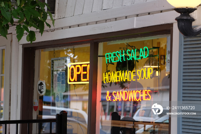 Summer on the patio at the soup and sandwich shop